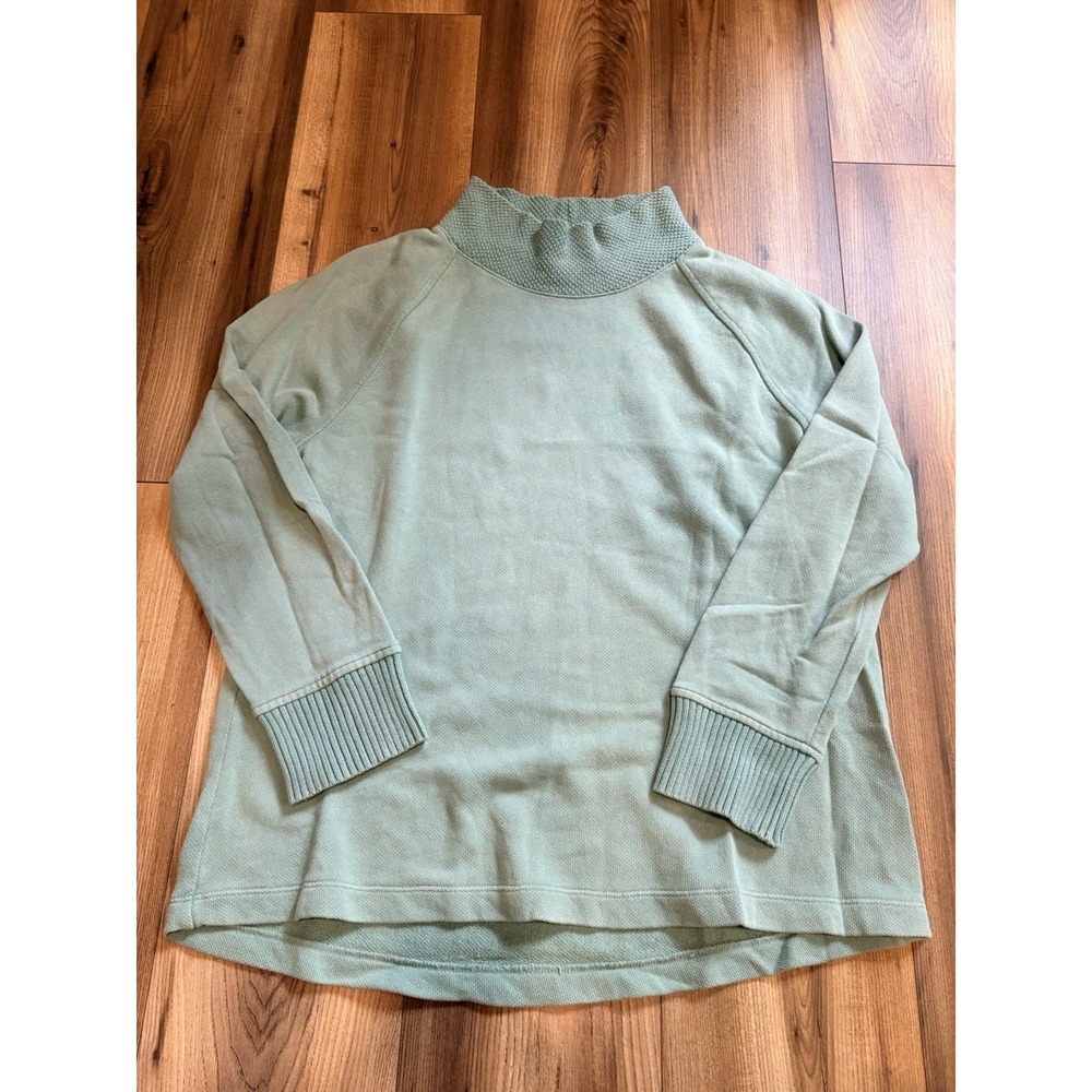 J Jill Mock Neck Cotton Sweater Tunic Aqua Green Medium Women's Casual Comfy